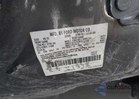 2021 Ford Explorer St z USA, uszkodzony, nr VIN 1FM5K8GC2MGC26368